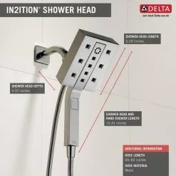 Delta In2ition H2Okinetic Chrome 4-Spray Dual Shower Head 2-GPM (7.6-LPM) -Bath and Faucet shop 034449827546 12330491 1800x1800