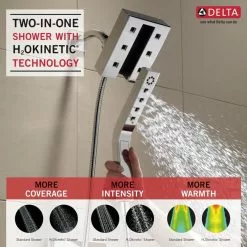 Delta In2ition H2Okinetic Chrome 4-Spray Dual Shower Head 2-GPM (7.6-LPM) -Bath and Faucet shop 034449827546 12330501 1800x1800