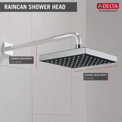 Delta Universal Showering Components Stainless 1-Spray Rain Shower Head 1.75-GPM (6.6-LPM) 8 Delta Universal Showering Components Stainless 1-Spray Rain Shower Head 1.75-GPM (6.6-LPM) -Bath and Faucet shop 034449828321 12038666 1800x1800