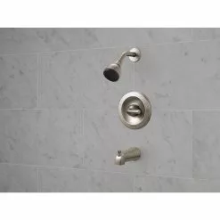 Delta Foundations Brushed Nickel 1-Handle Bathtub And Shower Faucet With Valve -Bath and Faucet shop 034449837842 08279936 1800x1800