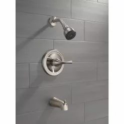 Delta Foundations Brushed Nickel 1-Handle Bathtub And Shower Faucet With Valve -Bath and Faucet shop 034449837842 08279937 1800x1800
