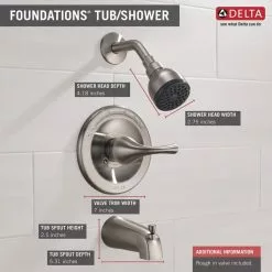 Delta Foundations Brushed Nickel 1-Handle Bathtub And Shower Faucet With Valve -Bath and Faucet shop 034449837842 08279938 1800x1800