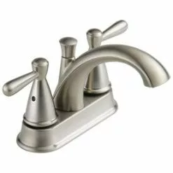 Peerless Bayside Brushed Nickel 2-Handle 4-in Centerset WaterSense Bathroom Sink Faucet With Drain
