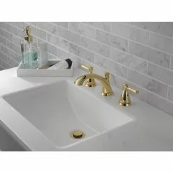 Delta Bayside Polished Brass 2-handle Widespread WaterSense Bathroom Sink Faucet With Drain -Bath and Faucet shop 034449837972 10576762 1800x1800