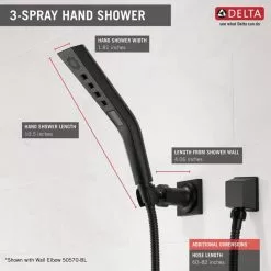 Delta Universal Showering Components Matte Black 3-Spray Handheld Shower 1.75-GPM (6.6-LPM) 12 Delta Universal Showering Components Matte Black 3-Spray Handheld Shower 1.75-GPM (6.6-LPM) -Bath and Faucet shop 034449844680 09207115 1800x1800