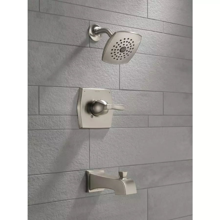 Delta Flynn Stainless 1-Handle Bathtub And Shower Faucet With Valve 6 Delta Flynn Stainless 1-Handle Bathtub And Shower Faucet With Valve - Image 4