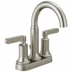 Delta Alux Spotshield Brushed Nickel 2-handle 4-in Centerset WaterSense Bathroom Sink Faucet With Drain -Bath and Faucet shop 034449848008xl 1800x1800