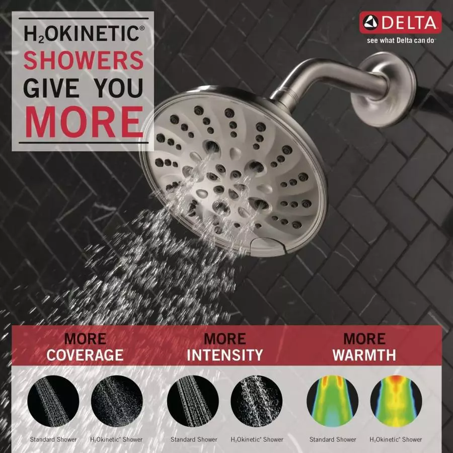 Delta Universal Showering Components Brushed Nickel 5-Spray Shower Head 1.75-GPM (6.6-LPM) 5 Delta Universal Showering Components Brushed Nickel 5-Spray Shower Head 1.75-GPM (6.6-LPM) - Image 3