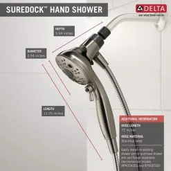 Delta Universal Showering Components Brushed Nickel 6-Spray Handheld Shower 1.75-GPM (6.6-LPM) 24 Delta Universal Showering Components Brushed Nickel 6-Spray Handheld Shower 1.75-GPM (6.6-LPM) -Bath and Faucet shop 034449864336 10611937 1800x1800