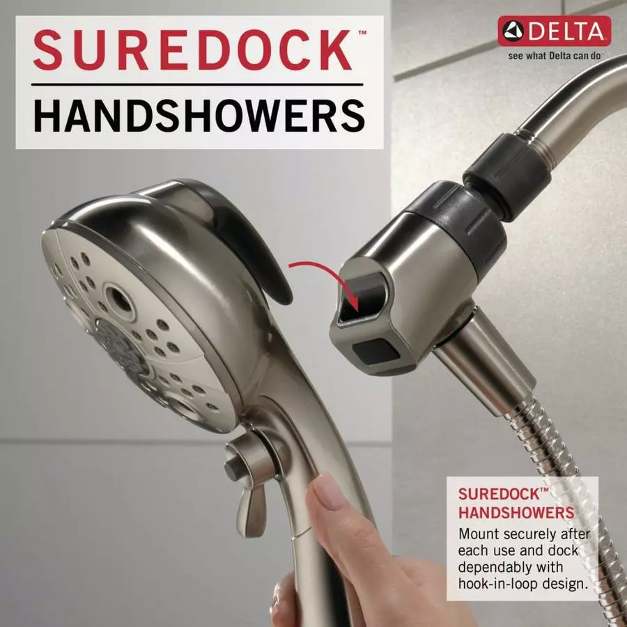 Delta Universal Showering Components Brushed Nickel 6-Spray Handheld Shower 1.75-GPM (6.6-LPM) 5 Delta Universal Showering Components Brushed Nickel 6-Spray Handheld Shower 1.75-GPM (6.6-LPM) - Image 3