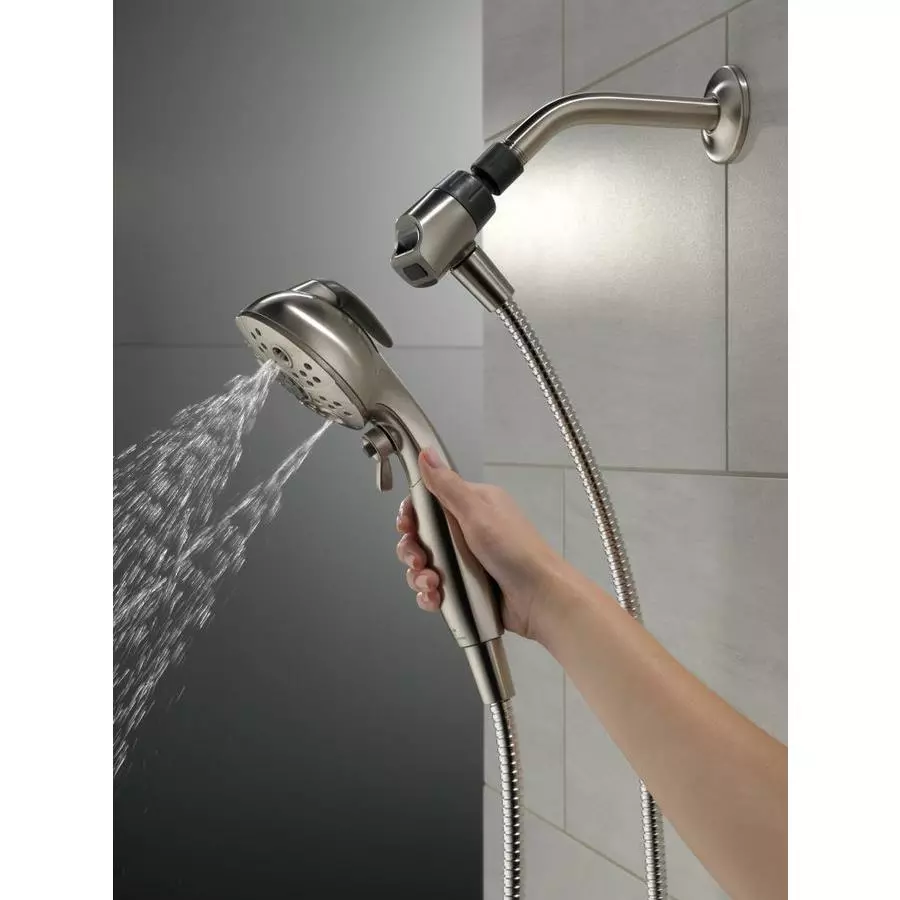 Delta Universal Showering Components Brushed Nickel 6-Spray Handheld Shower 1.75-GPM (6.6-LPM) 14 Delta Universal Showering Components Brushed Nickel 6-Spray Handheld Shower 1.75-GPM (6.6-LPM) - Image 12