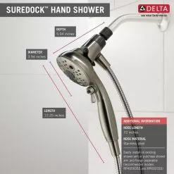 Delta Universal Showering Components Brushed Nickel 6-Spray Handheld Shower 1.75-GPM (6.6-LPM) 37 Delta Universal Showering Components Brushed Nickel 6-Spray Handheld Shower 1.75-GPM (6.6-LPM) -Bath and Faucet shop 034449864336 12165949 1800x1800