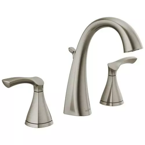 Delta Sandover Spotshield Brushed Nickel 2-handle Widespread WaterSense Bathroom Sink Faucet With Drain 8 Delta Sandover Spotshield Brushed Nickel 2-handle Widespread WaterSense Bathroom Sink Faucet With Drain - Image 6