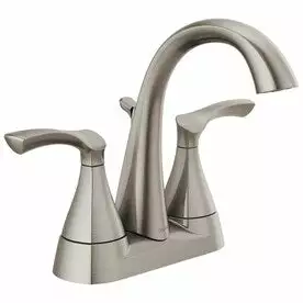 Delta Sandover Spotshield Brushed Nickel 2-Handle 4-in Centerset WaterSense Bathroom Sink Faucet With Drain 3 Delta Sandover Spotshield Brushed Nickel 2-Handle 4-in Centerset WaterSense Bathroom Sink Faucet With Drain