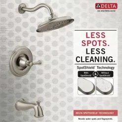 Delta Valdosta With H2Okinetic Technology Spotshield Brushed Nickel 1-Handle Bathtub And Shower Faucet With Valve -Bath and Faucet shop 034449877961 08877523 1800x1800