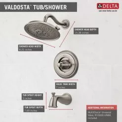 Delta Valdosta With H2Okinetic Technology Spotshield Brushed Nickel 1-Handle Bathtub And Shower Faucet With Valve -Bath and Faucet shop 034449877961 08877529 1800x1800