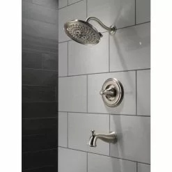 Delta Valdosta With H2Okinetic Technology Spotshield Brushed Nickel 1-Handle Bathtub And Shower Faucet With Valve -Bath and Faucet shop 034449877961 08877530 1800x1800