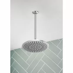 Delta Universal Showering Components Chrome 1-Spray Rain Shower Head 2.5-GPM (9.5-LPM) -Bath and Faucet shop 034449897853 17104895 1800x1800