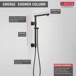 Delta 0.5-in Matte Black Shower Arm With Diverter -Bath and Faucet shop 034449906999 12391105 1800x1800
