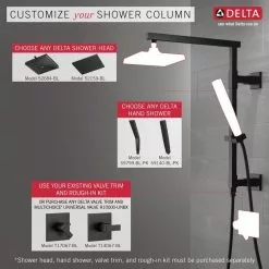 Delta 0.5-in Matte Black Shower Arm With Diverter -Bath and Faucet shop 034449906999 12391106 1800x1800