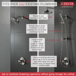 Delta 0.5-in Matte Black Shower Arm With Diverter -Bath and Faucet shop 034449906999 12391107 1800x1800