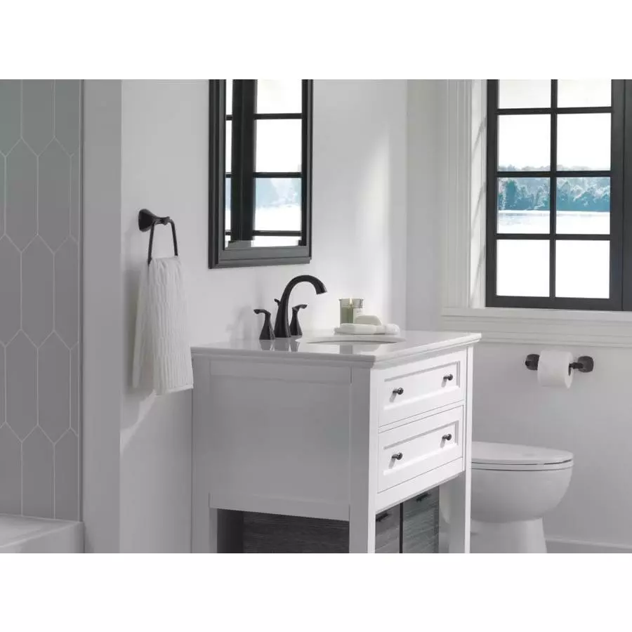 Delta Sandover Matte Black 2-handle Widespread WaterSense Bathroom Sink Faucet With Drain 6 Delta Sandover Matte Black 2-handle Widespread WaterSense Bathroom Sink Faucet With Drain - Image 4