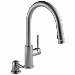 DeWALT Delta Trask With Tempsense Stainless 1-Handle Deck Mount Pull-Down Handle/Lever Residential Kitchen Faucet (Deck Plate Included)