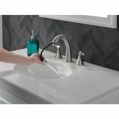 Delta Sandover Spotshield Brushed Nickel 2-handle Widespread WaterSense Bathroom Sink Faucet With Drain 15 Delta Sandover Spotshield Brushed Nickel 2-handle Widespread WaterSense Bathroom Sink Faucet With Drain -Bath and Faucet shop 034449928960 11982628 1800x1800