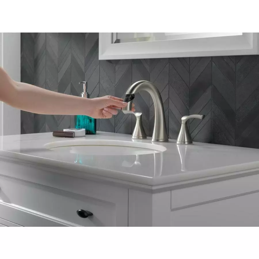 Delta Sandover Spotshield Brushed Nickel 2-handle Widespread WaterSense Bathroom Sink Faucet With Drain 9 Delta Sandover Spotshield Brushed Nickel 2-handle Widespread WaterSense Bathroom Sink Faucet With Drain - Image 7