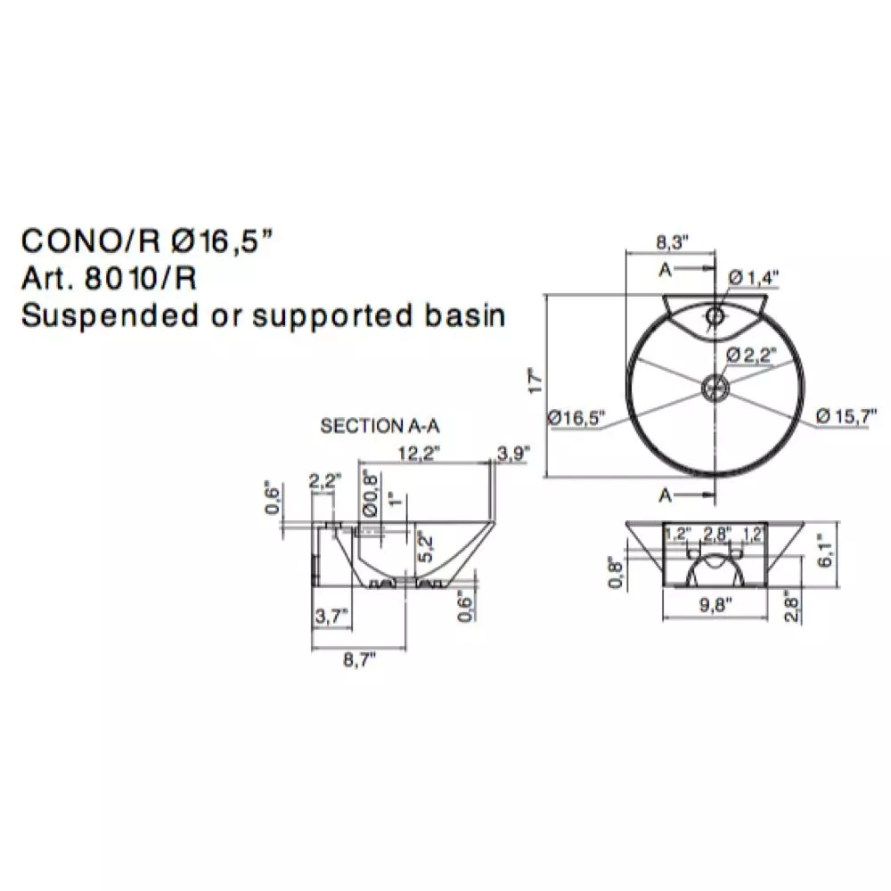 Nameeks Cono Wall Mounted Bathroom Sink In White 5 Nameeks Cono Wall Mounted Bathroom Sink In White - Image 3