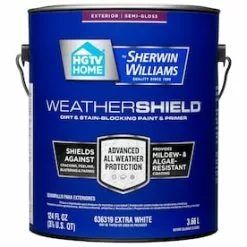 HGTV HOME By Sherwin-Williams Weathershield Extra White Semi-Gloss Exterior Paint (Actual Net Contents: 124-fl Oz)
