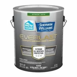 HGTV HOME By Sherwin-Williams Everlast Ultra White/Base1 Satin Exterior Tintable Paint (Actual Net Contents: 126-fl Oz)
