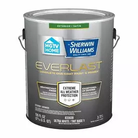 HGTV HOME By Sherwin-Williams Everlast Ultra White/Base1 Satin Exterior Tintable Paint (Actual Net Contents: 126-fl Oz) 3 HGTV HOME By Sherwin-Williams Everlast Ultra White/Base1 Satin Exterior Tintable Paint (Actual Net Contents: 126-fl Oz)