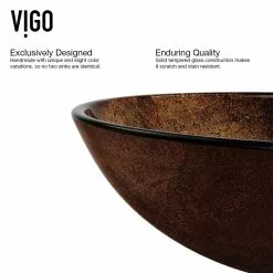 VIGO Russet Handmade Countertop Glass Round Vessel Bathroom Sink -Bath and Faucet shop 038690d545444aaba304d5b6bd753e94 1800x1800