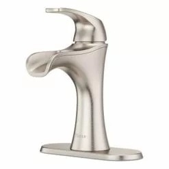 Pfister Jaida Brushed Nickel 1-handle Single Hole/4-in Centerset WaterSense Bathroom Sink Faucet With Drain -Bath and Faucet shop 038877604090 16801829 1800x1800