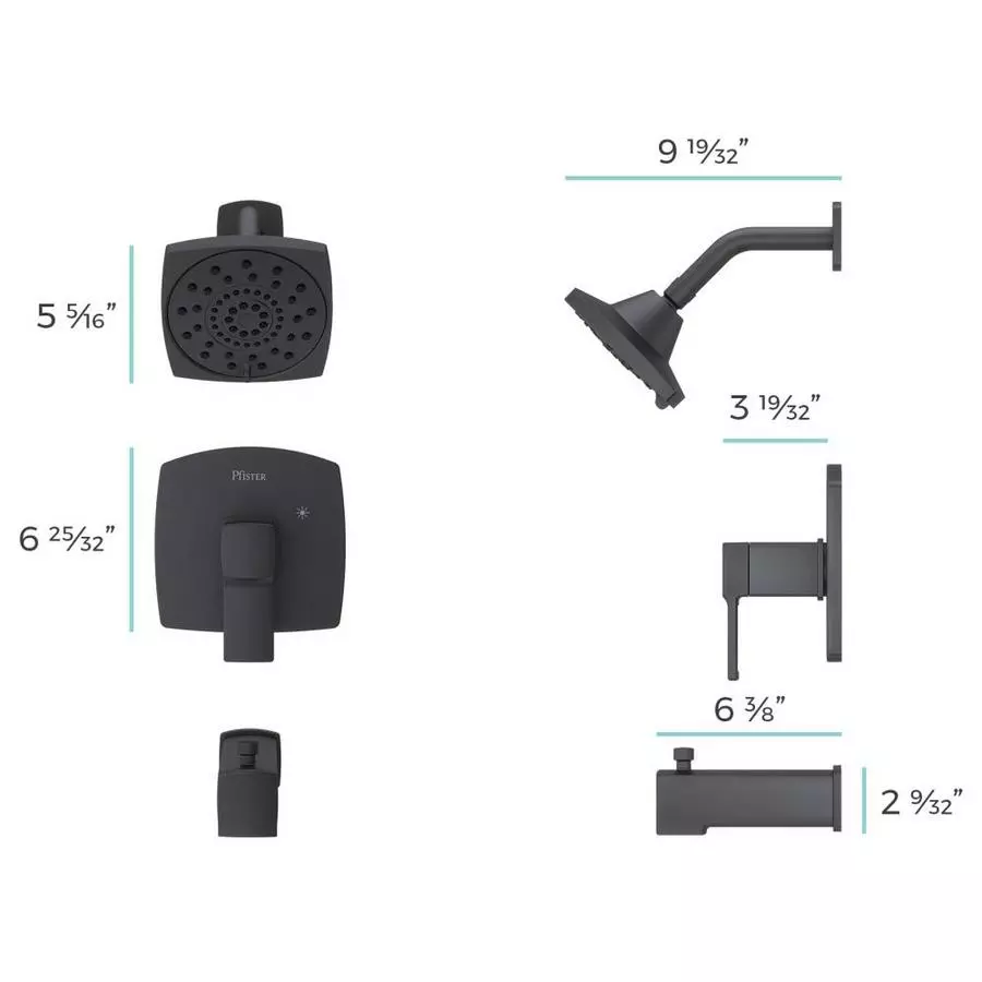 Pfister Deckard Matte Black 1-Handle Shower Faucet 5 Pfister Deckard Matte Black 1-Handle Shower Faucet - Image 3