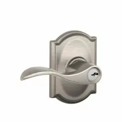 Hardwarestoredelivery Schlage F51 Accent/Camelot Accent With Camelot Satin Nickel Reversible Keyed Entry Door Handle