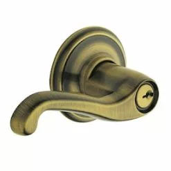 Hardwarestoredelivery Schlage F51 Flair Antique Brass Reversible Keyed Entry Door Handle