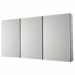 In Stock Hardwarestore Delivery 48 In. W X 26 In. H Frameless Recessed Or Surface-Mount Tri-View Bathroom Medicine Cabinet With Beveled Mirror