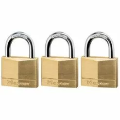 Master Lock 3-Pack 1.55-in Brass Keyed Padlock