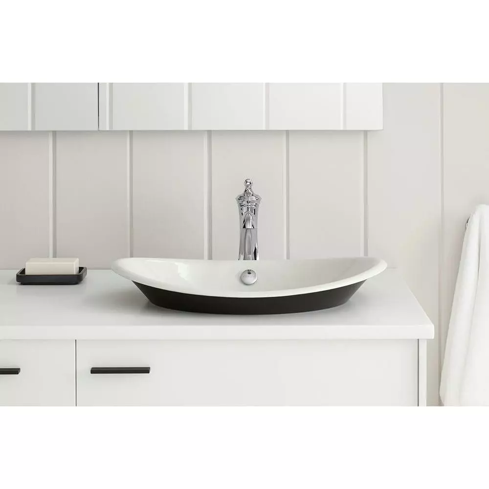 KOHLER Iron Plains Vessel Cast Iron Bathroom Sink In White With Painted Underside And Overflow 7 KOHLER Iron Plains Vessel Cast Iron Bathroom Sink In White With Painted Underside And Overflow - Image 5
