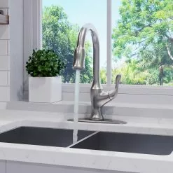 In Stock Hardwarestore Delivery Deming Single-Handle Pull-Down Sprayer Kitchen Faucet In Spot Defense Stainless Steel -Bath and Faucet shop 084be97d04a904cd755fe6b6c1872a78 1800x1800