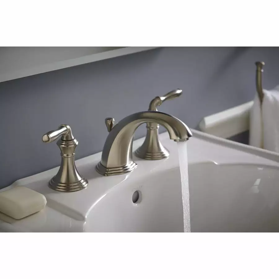 KOHLER Devonshire Vibrant Brushed Nickel 2-handle Widespread WaterSense Bathroom Sink Faucet With Drain 6 KOHLER Devonshire Vibrant Brushed Nickel 2-handle Widespread WaterSense Bathroom Sink Faucet With Drain - Image 4