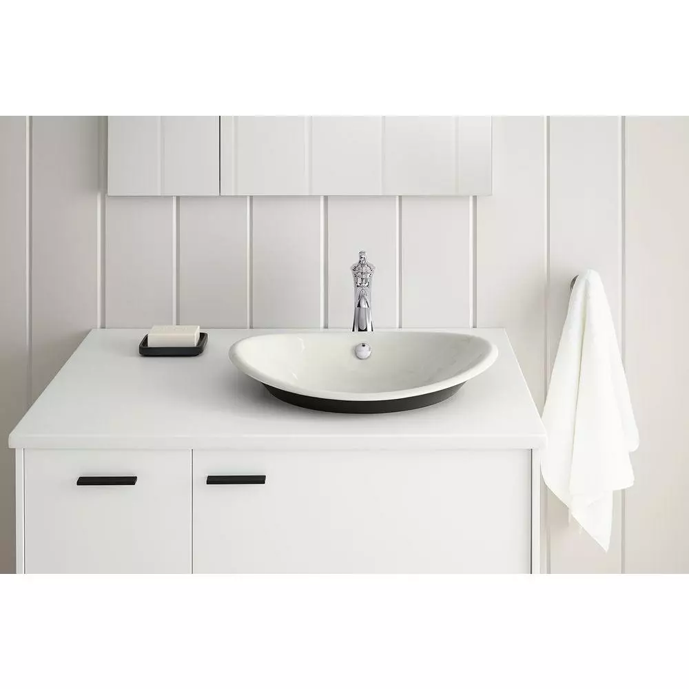 KOHLER Iron Plains Vessel Cast Iron Bathroom Sink In White With Painted Underside And Overflow 5 KOHLER Iron Plains Vessel Cast Iron Bathroom Sink In White With Painted Underside And Overflow - Image 3