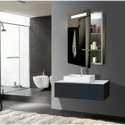 Lighted IMPRESSIONS Espirit 17.7-in X 25.6-in Rectangle Surface Mirrored Medicine Cabinet With Outlet And Lights -Bath and Faucet shop 094416538370 09439147 1800x1800