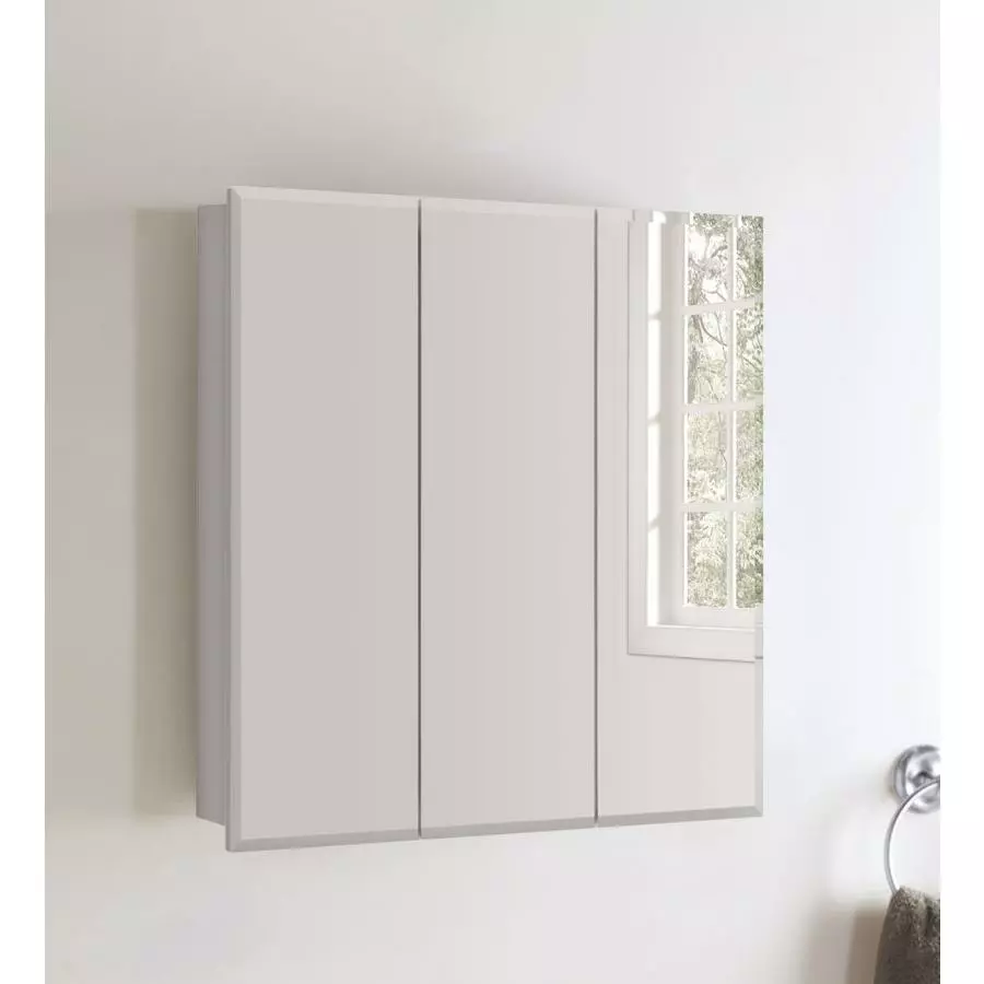 Style Selections 30.25-in X 29.75-in Square Surface Mirrored Medicine Cabinet 6 Style Selections 30.25-in X 29.75-in Square Surface Mirrored Medicine Cabinet - Image 4