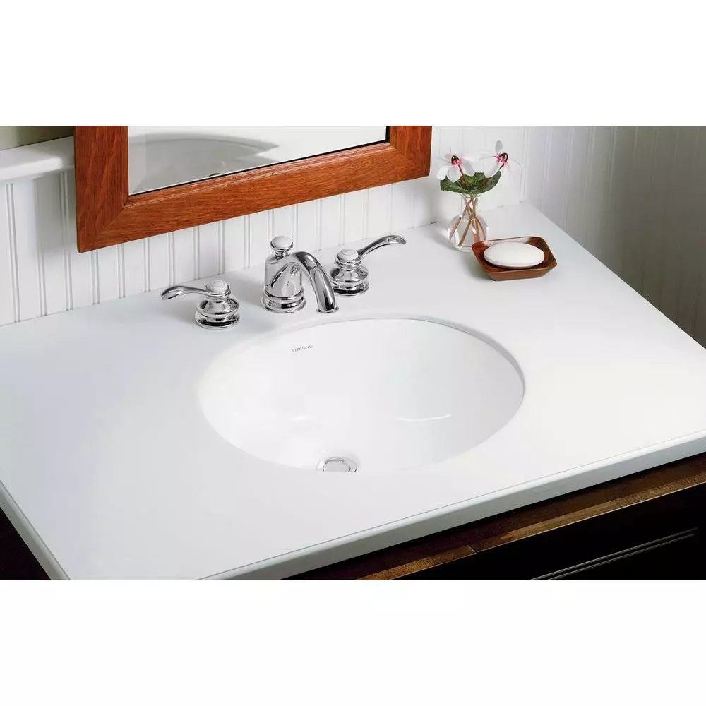 STERLING Wescott Under-Mounted Vitreous China Bathroom Sink In White With Overflow Drain 4 STERLING Wescott Under-Mounted Vitreous China Bathroom Sink In White With Overflow Drain - Image 2