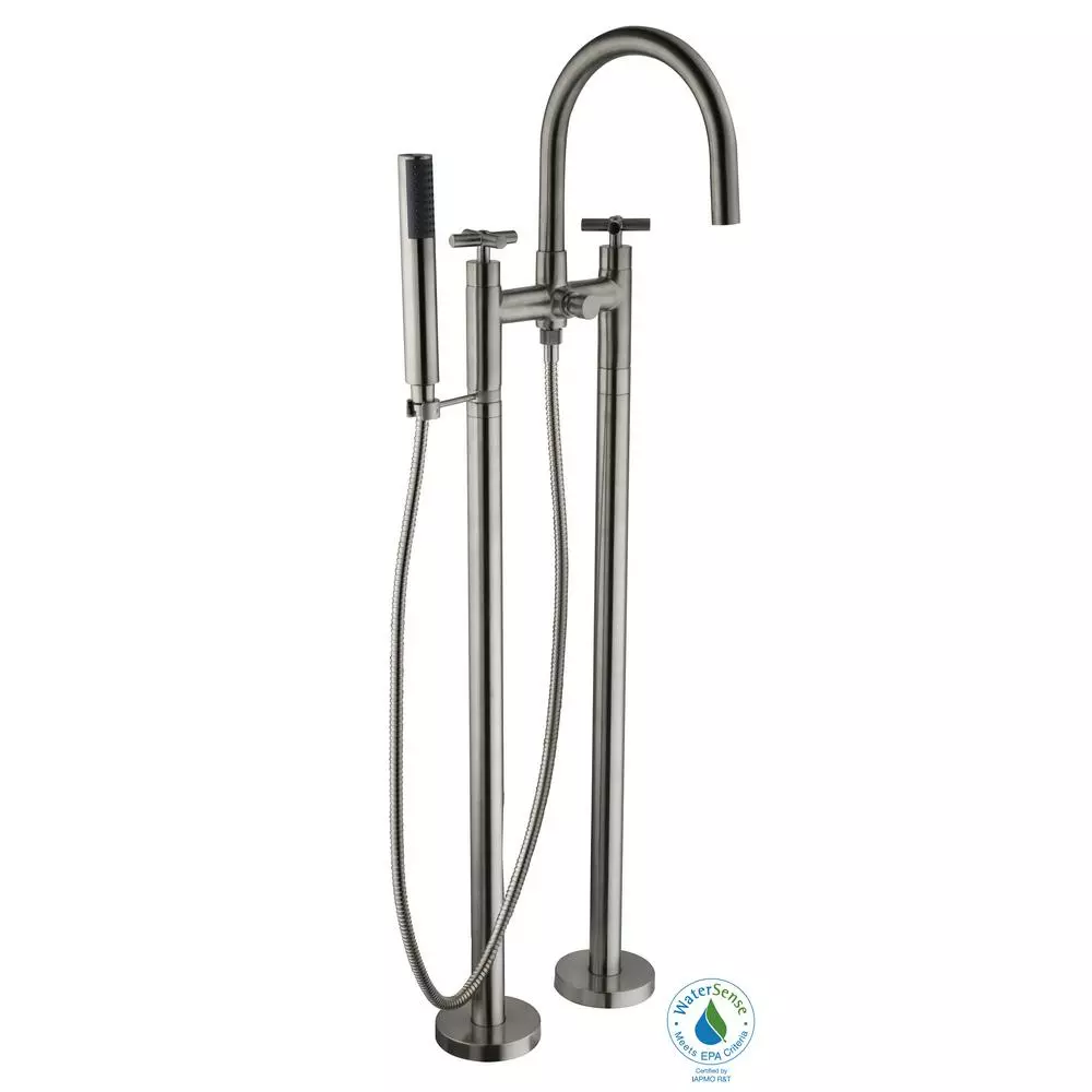 In Stock Hardwarestore Delivery Danay 2-Pipe 2-Handle Freestanding Floor Mount Roman Tub Faucet With Handheld Handshower In Brushed Nickel 3 In Stock Hardwarestore Delivery Danay 2-Pipe 2-Handle Freestanding Floor Mount Roman Tub Faucet With Handheld Handshower In Brushed Nickel
