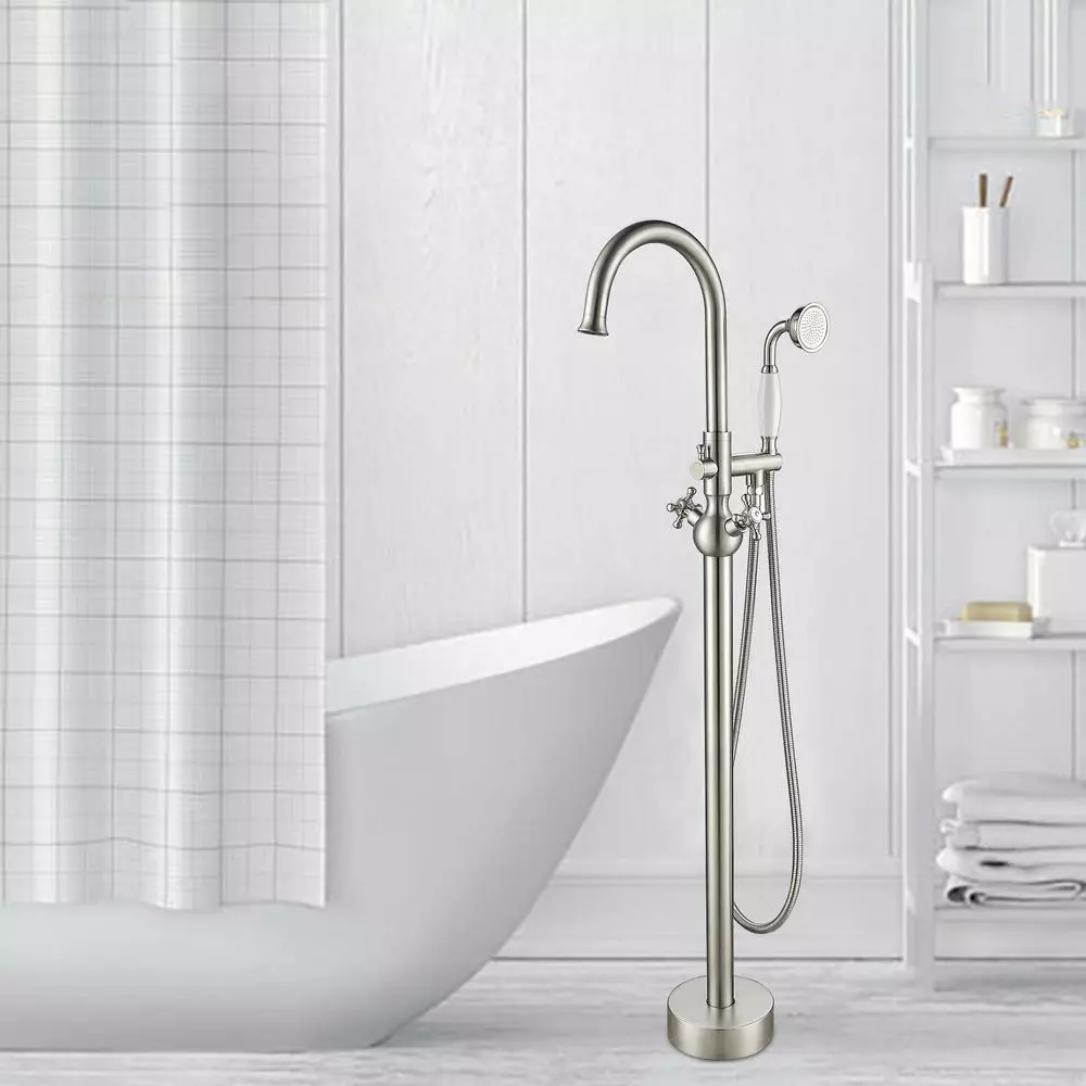 In Stock Hardwarestore Delivery 48 In. H X 12 In. W Single Handle Claw Foot Tub Faucet With Hand Shower In Brushed Nickel 7 In Stock Hardwarestore Delivery 48 In. H X 12 In. W Single Handle Claw Foot Tub Faucet With Hand Shower In Brushed Nickel - Image 5