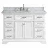 In Stock Hardwarestore Delivery Windlowe 49 In. W X 22 In. D X 35 In. H Bath Vanity In White With Carrera Marble Vanity Top In White With White Sink